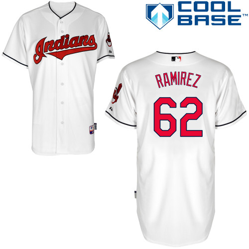 Jose Ramirez #62 MLB Jersey-Cleveland Indians Men's Authentic Home White Cool Base Baseball Jersey